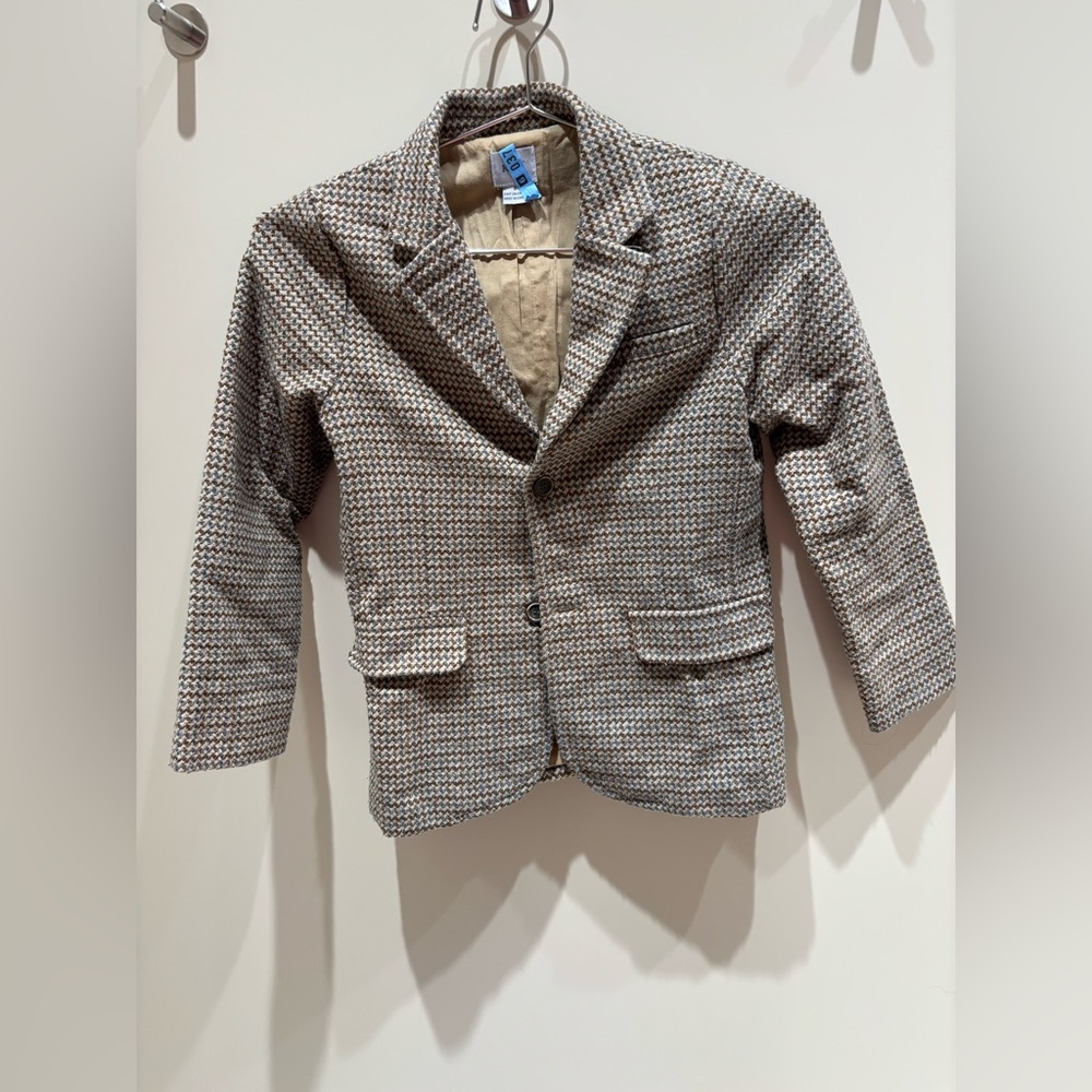 KIPP boys size 8 Houndstooth Blazer jacket brown blue beige